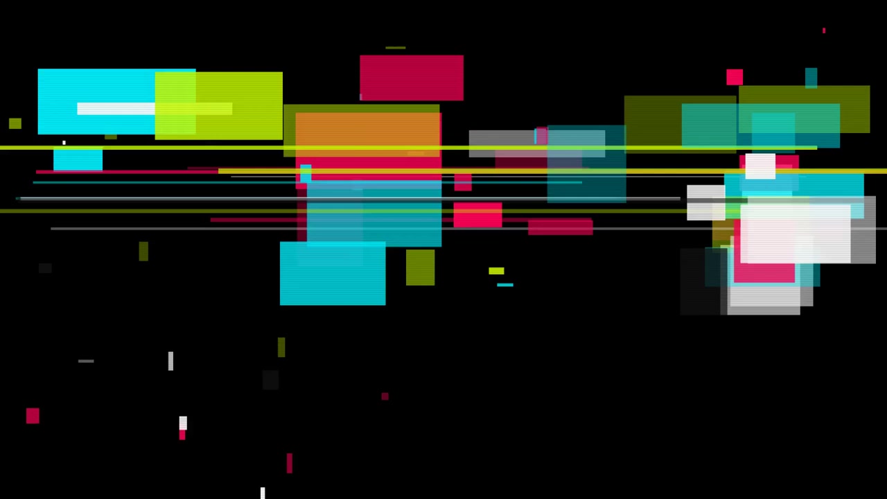 Digitaler Glitch-Effekt mit bewegten geometrischen Formen