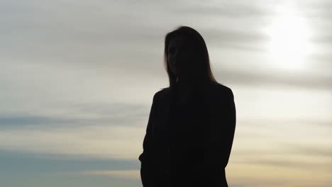 Woman&#039;s Silhouette Against a Bright Sky