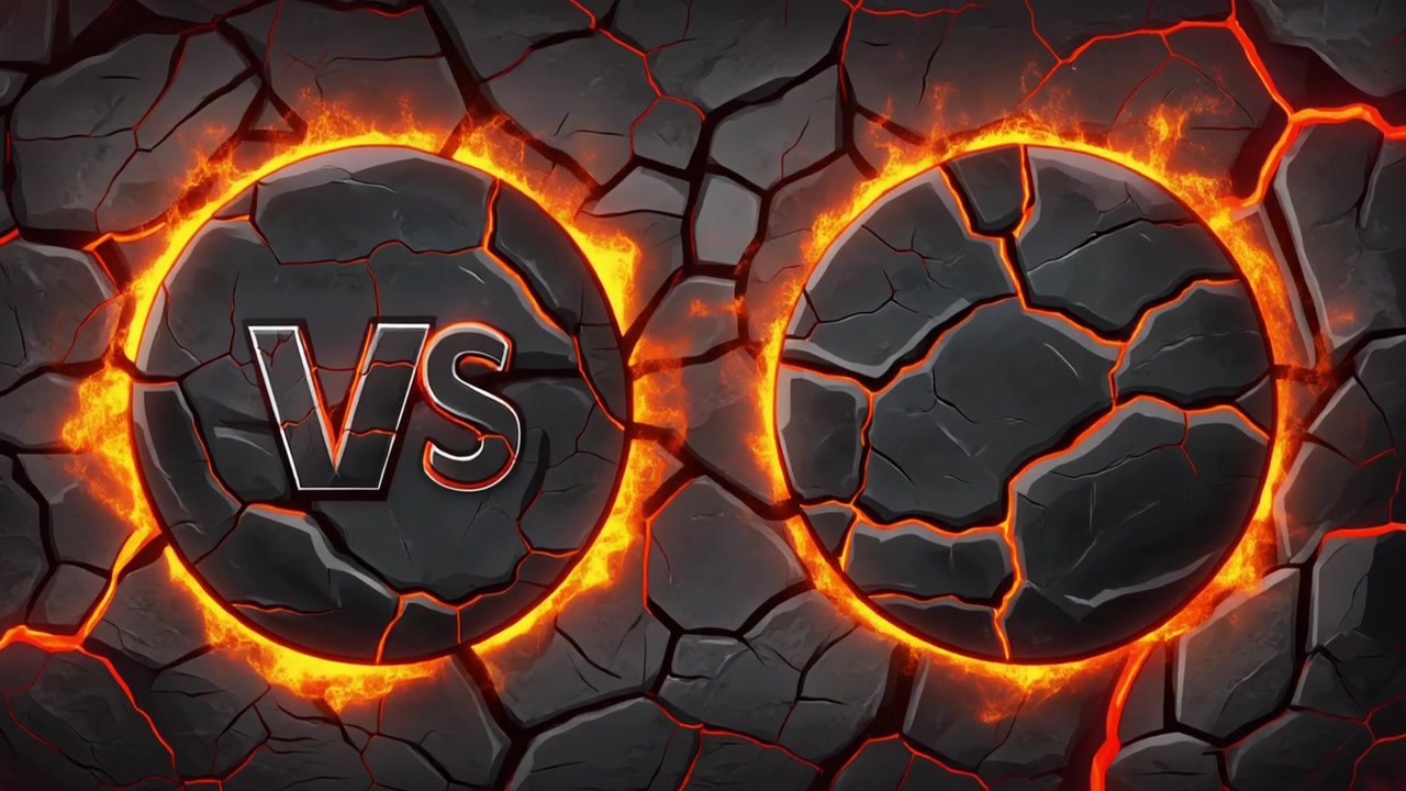 Versus Screen with Glowing Lava and Cracked Stone Background