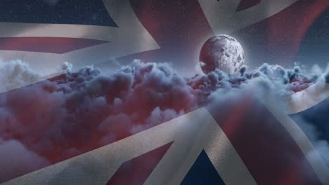 flag of england waving against sky and clouds 4k