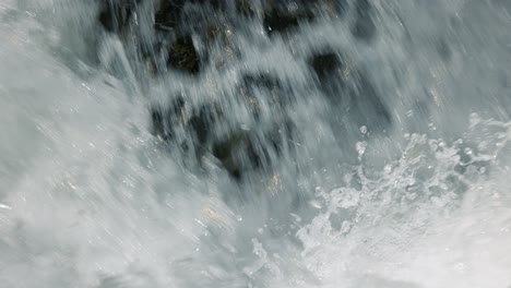 close up of mountain river in the wood in slow motion. beautiful wildlife landscape.