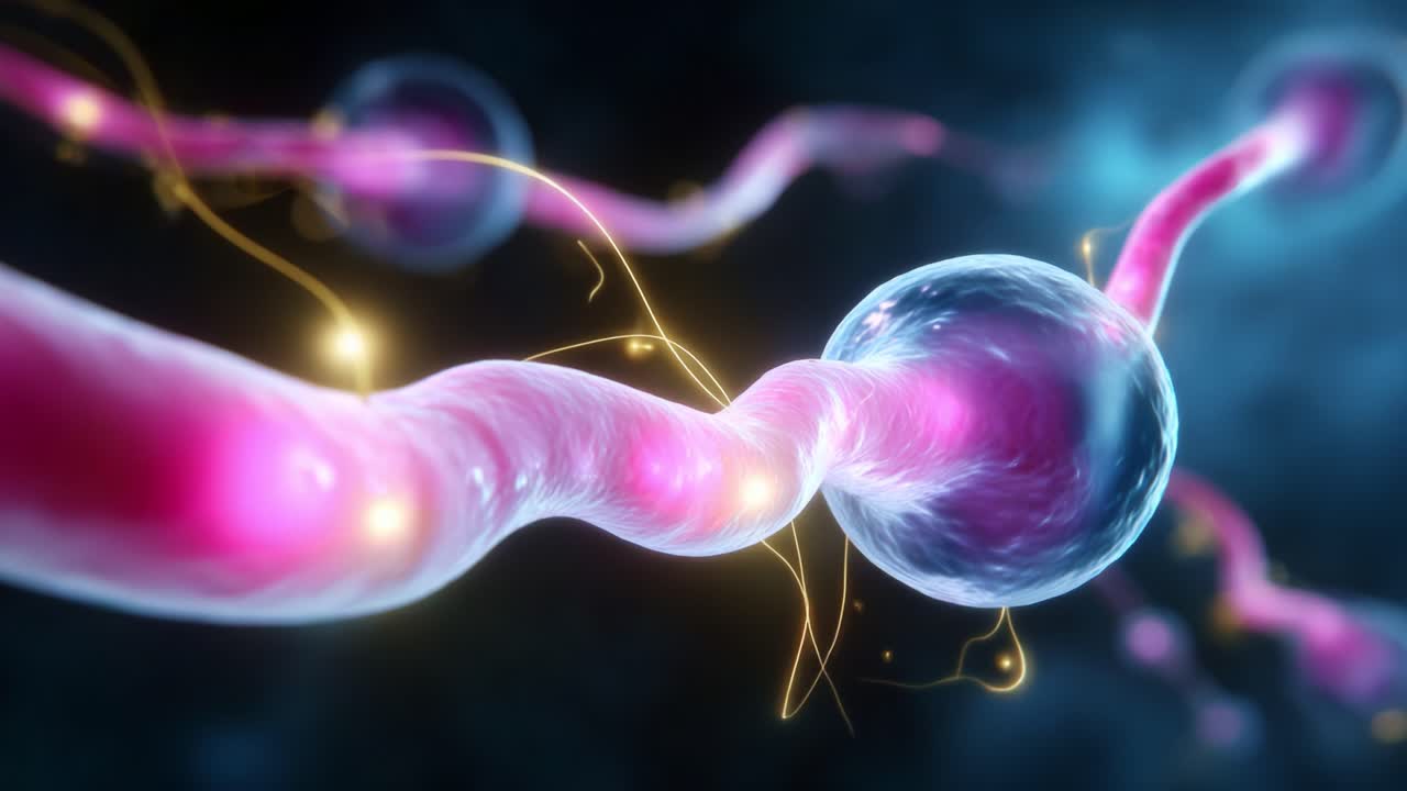 Intricate Visualization of Neural Connections, Highlighting the Dynamic Flow of Synaptic Signals Within the Nervous System, Showcasing the Fascinating Structure of Neurons and Nerve Fibers in Vibrant Detail