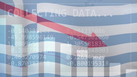 animación de las estadísticas y el procesamiento de datos sobre la bandera de grecia