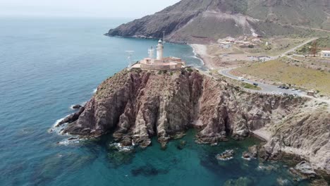 flying around a lighthouse on a cliff