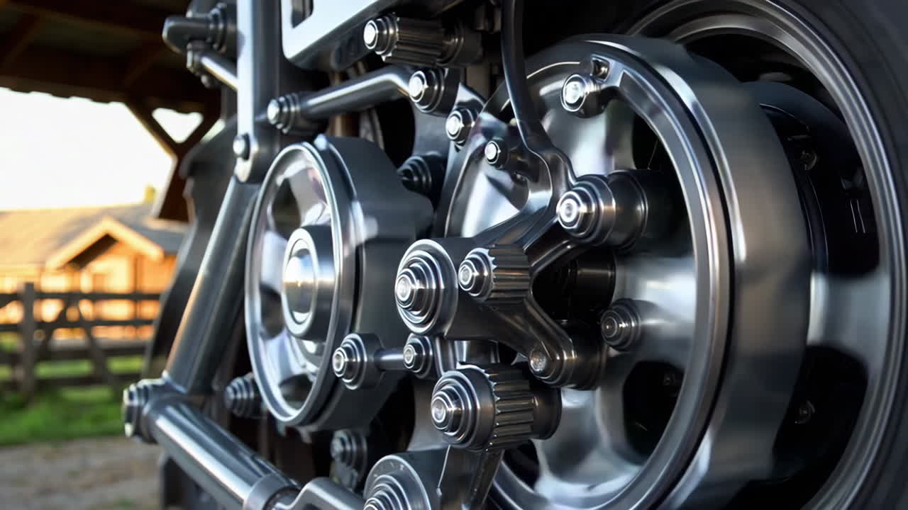 Close-up of Intricate Mechanical Gears and Components