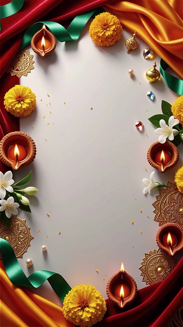 Sfondo del Festival Diwali con lanterne e decorazioni tradizionali Diyas.