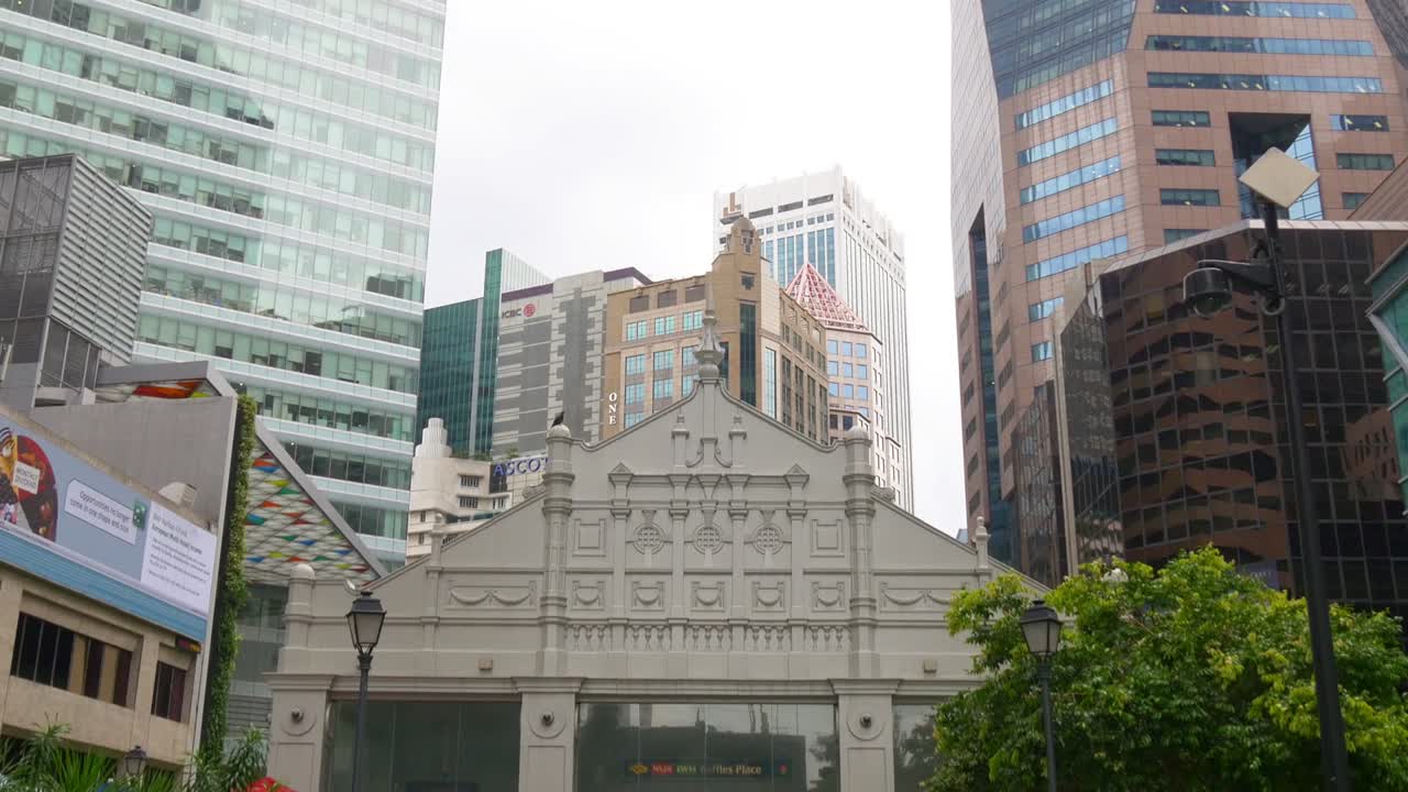 싱가포르 다운타운 래플스, 파크, 워킹, 파노라마, 4k 영상