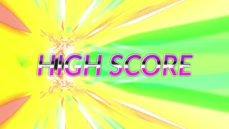 animation of high score text on multi coloured background