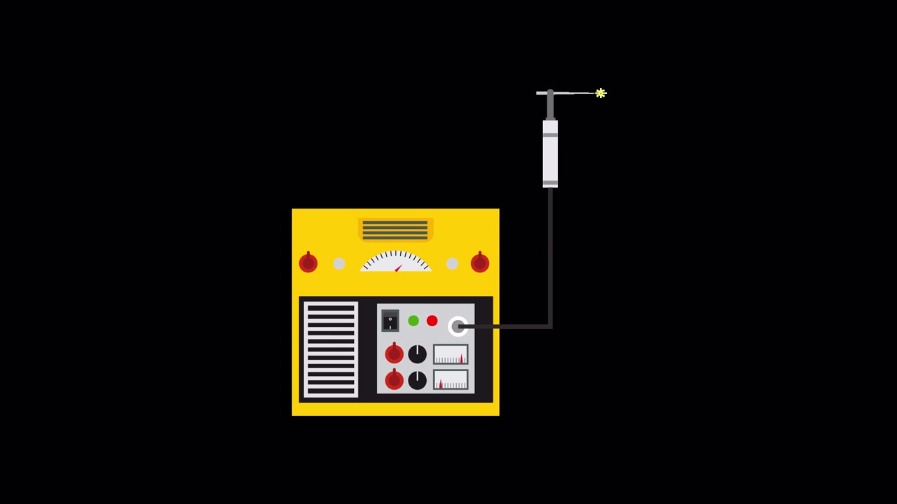 Animated Geiger Counter with Sparking Probe Detecting Radiation