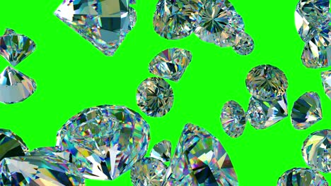 falling luxury diamonds loop-able background in chroma key 4k