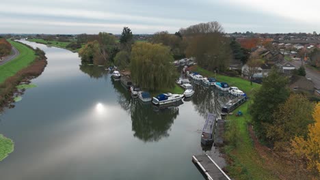 canal scene with mooring boats