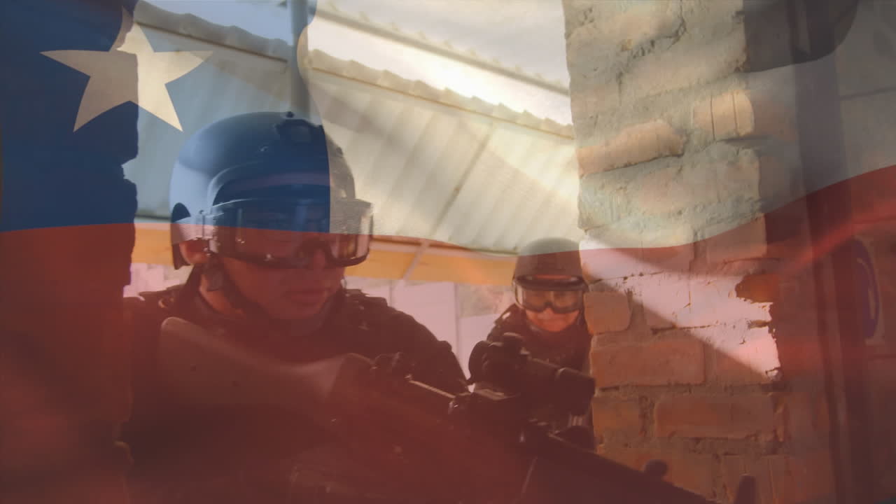 다양한 군인 들 위 에 있는 칠레  ⁇ 발 의 애니메이션