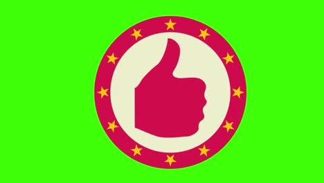 sticker icon of a like button sign on a green screen in 4k