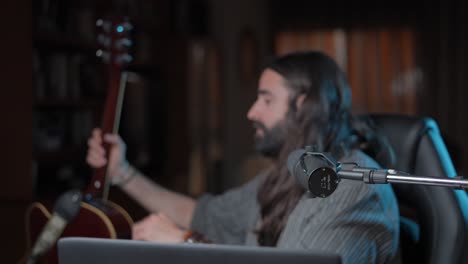podcast recording session at home studio