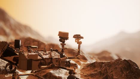 Curiosity-Mars-Rover-Erkundet-Die-Oberfläche-Des-Roten-Planeten