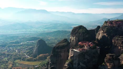 meteora is a rock formation in greece hosting one of the largest built complexes of eastern orthodox monasteries