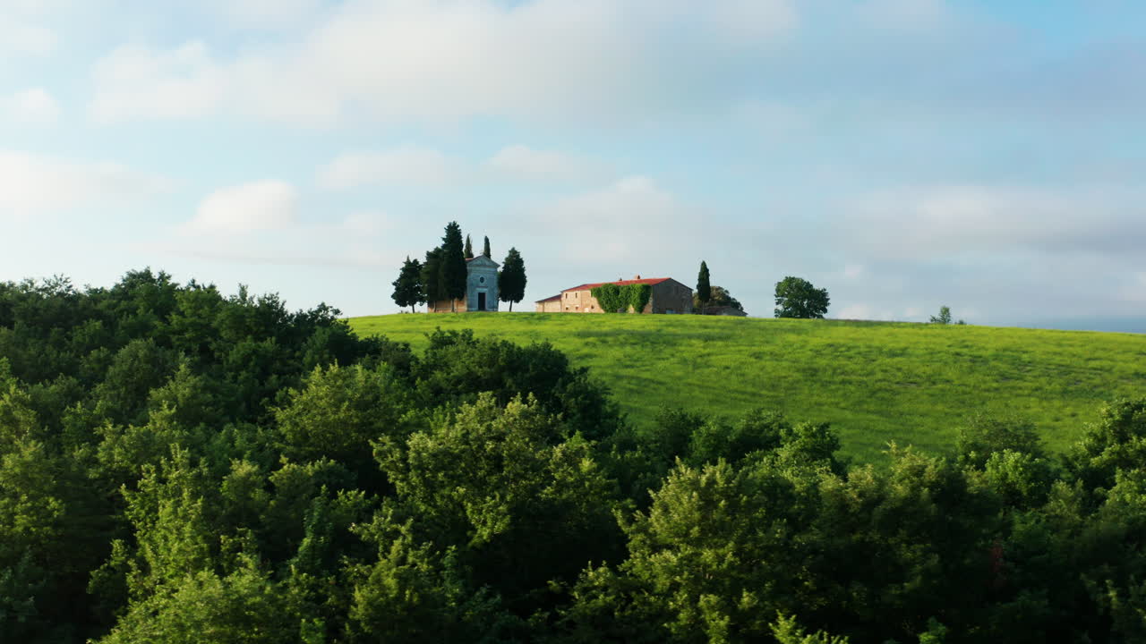 Madonna di Vitaletan kappeli, ilmakuva, panorointi, yleisnäkymä