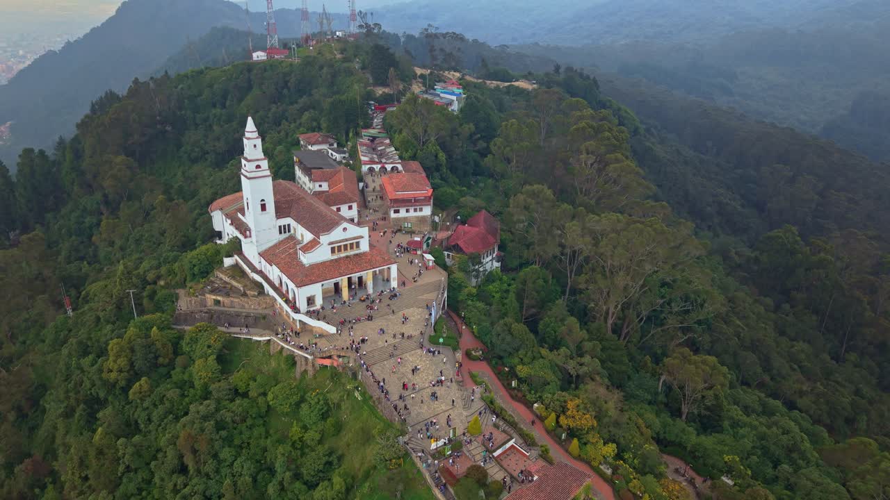 Aerial view of Monserrate sanctuary in Bogota, a popular tourist viewpoint