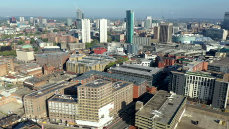 Una-Vista-Aérea-Del-Centro-De-La-Ciudad-De-Birmingham-En-Midlands,-Inglaterra