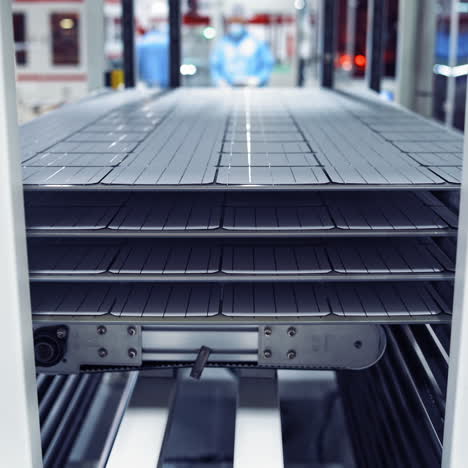 working factory mechanism of making solar cells. innovation technology concept.