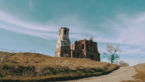 ruined church in a field