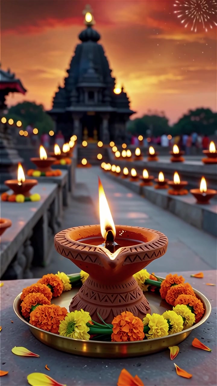 Diwali Festival Background with Lanterns and Traditional Diyas Decorations