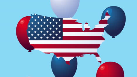 юбилейный день сша анимация с воздушными шарами и картой