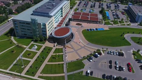 the regional municipality of durham, health department, pedestal tilt down aerial drone, ontario, canada