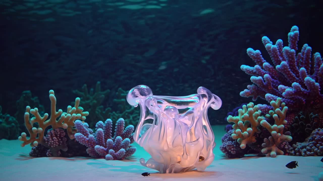 Abstract Underwater Coral Reef Scene