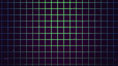 dynamic grid of vibrant lines in green and purple on sleek black backdrop