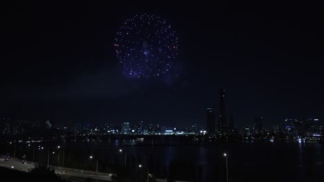 scenic panorama of firework display during seoul international firework festival at the yeouido han river 2024