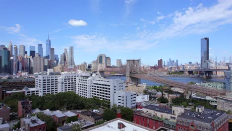 september 2021 - 4k aerial of lower manhattan from the east river, nyc, usa