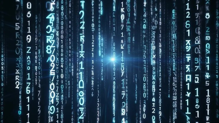 Digital Matrixkode Faldende med Glødende Lyseffekt