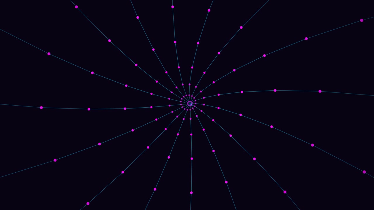 Abstract Rotating Spiral of Connected Dots and Lines
