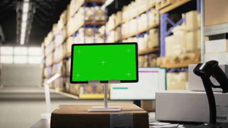 empty supply room with isolated copy space screen on tablet