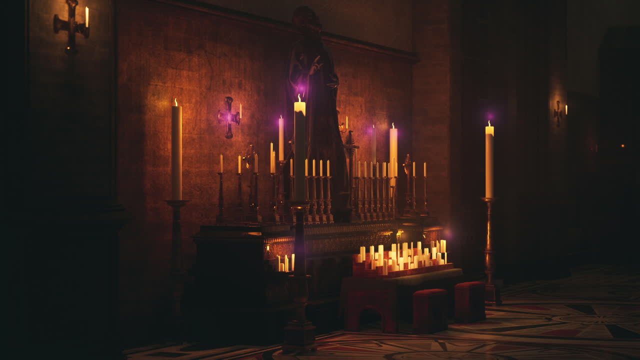 Ceremoniel belysning understreger helligheden med dramatisk skyggespil
