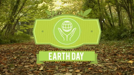 animation of earth day text over forest