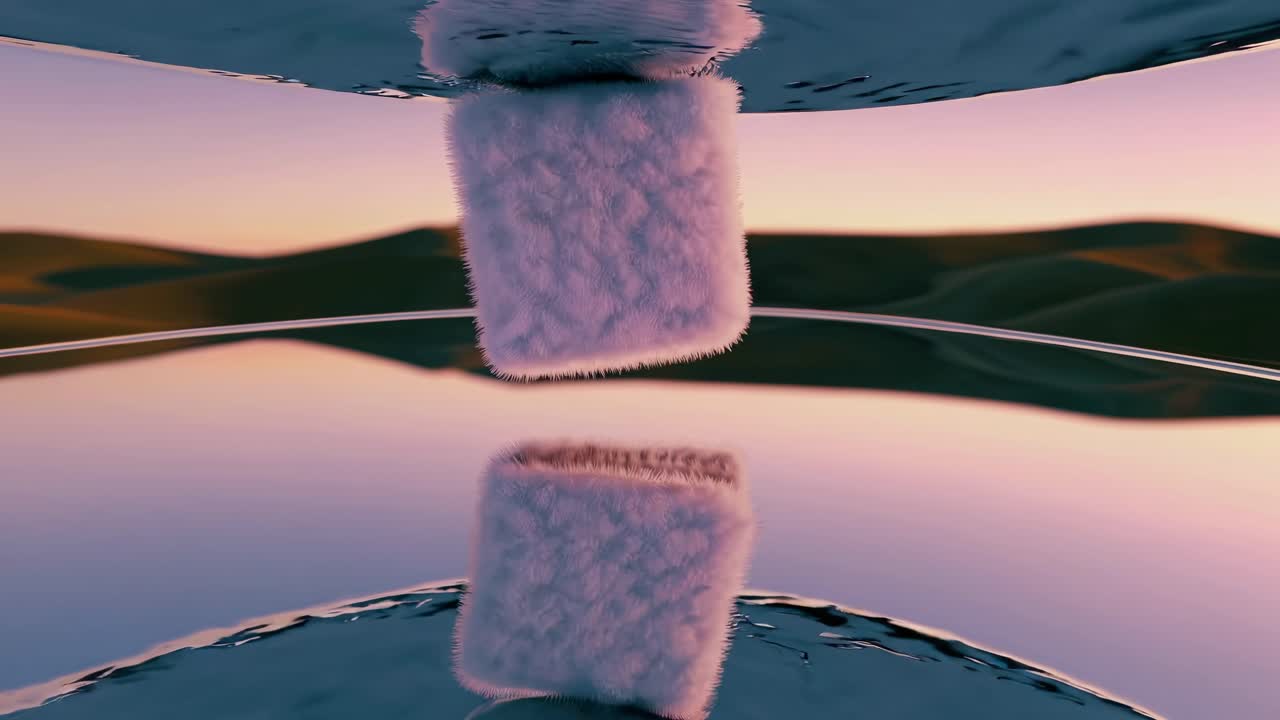 Abstract Fur Pillow Reflection in Water