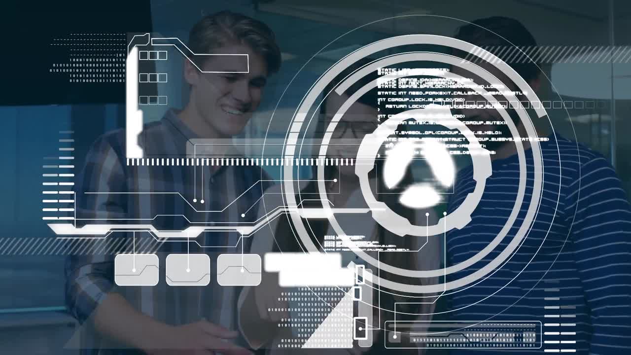 animación de la interfaz digital sobre la gente de negocios que habla