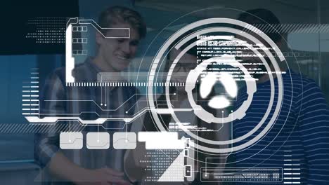animation of digital interface over talking business people