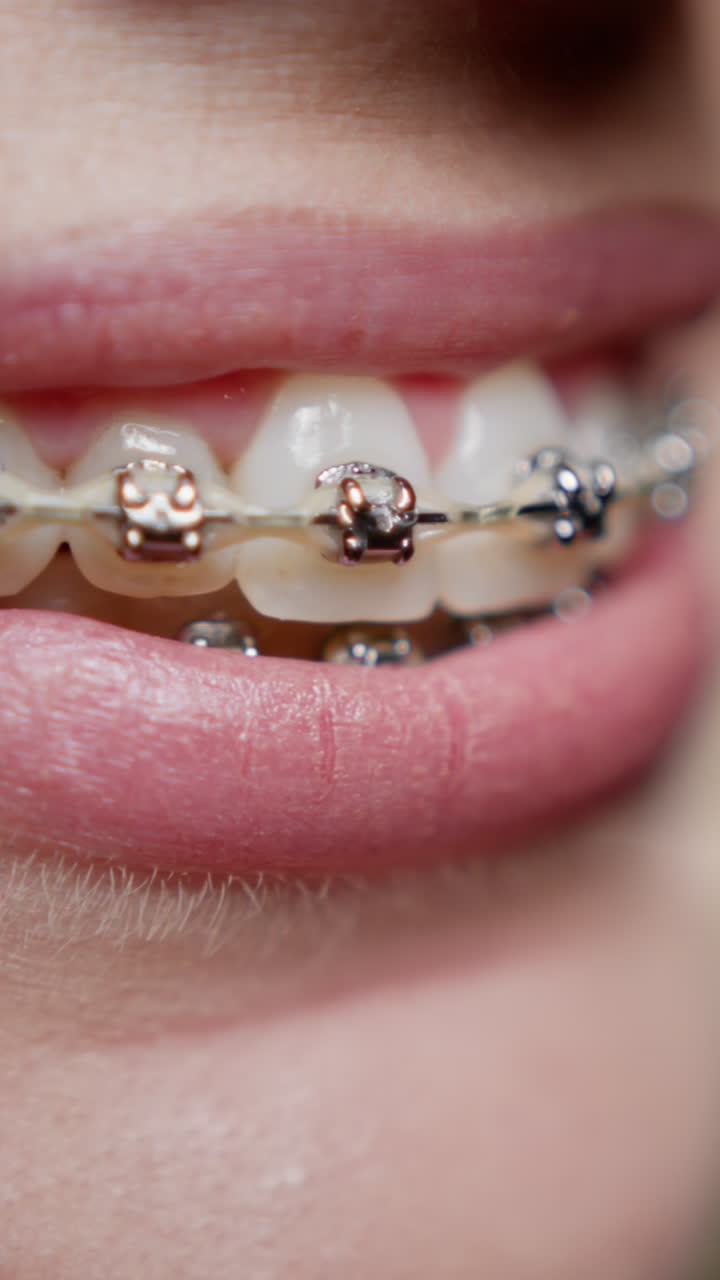 Close-up of teeth with braces