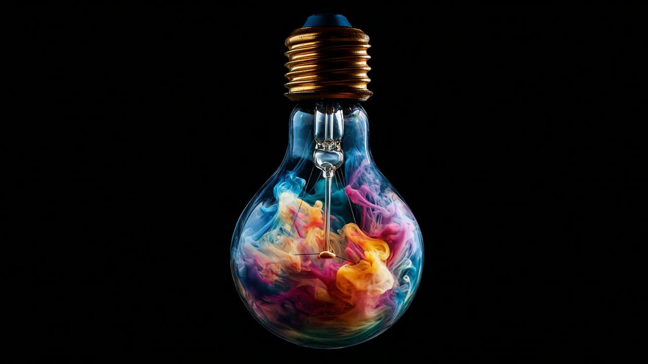 Colorful Ink Art in a Light Bulb