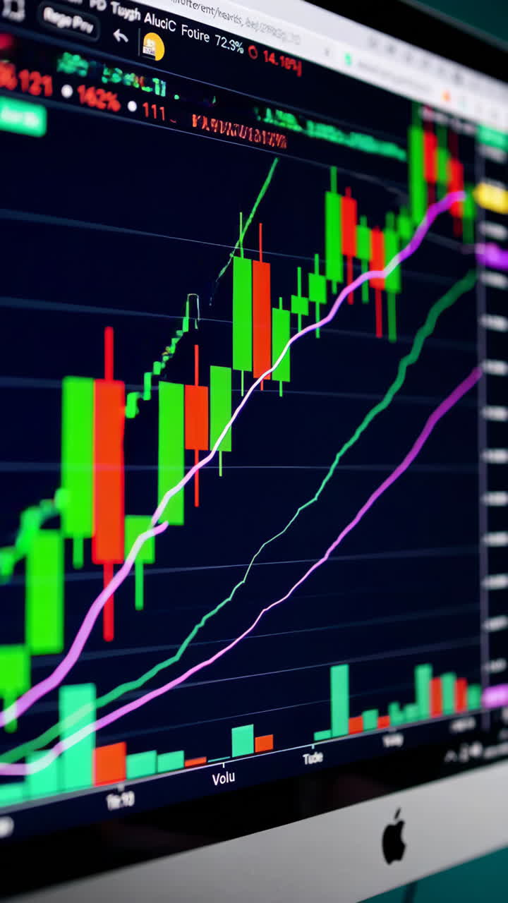 Stock Market Charts on Computer Screen