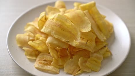 crispy banana chips - fried or baked sliced banana