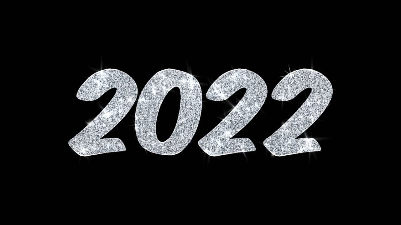 2022 Glitter Text on Black Background