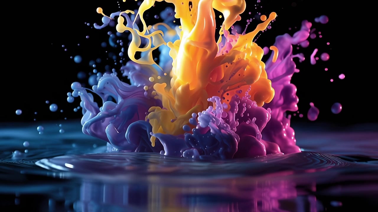 Rallentatore dinamico di colori di inchiostro vibranti che si mescolano
