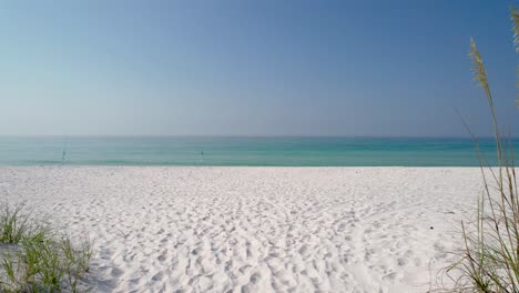 awalk to though sand dunes with sea oats on white sand beach of pensacola florida on the clear waters of the gulf of mexico on a bright sunny summer day