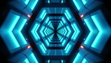 4k bucle sin costuras volando en el túnel de la nave espacial, corredor de la nave espacial de ciencia ficción. tecnología futurista abstracta vj sin costuras para títulos tecnológicos y fondo.