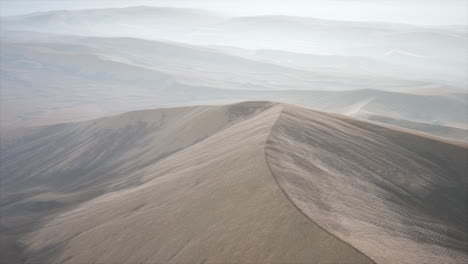 dunas de arena roja del desierto en la niebla