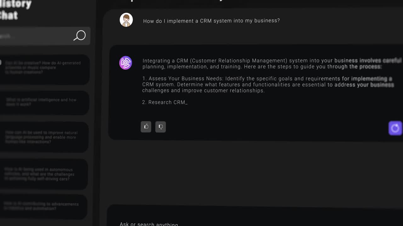 화면 위에서 채팅 데이터 처리의 애니메이션